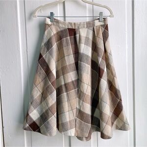 Vintage 70s Sears Jr Bazaar Plaid Polyester Wool Blend Skirt